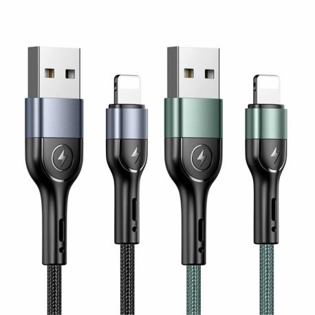 کابل لایتنینگ اپل آلمینیومی 1 متری برند یوسمز مدل USAMS US-SJ448 U55 Lightning Aluminum Alloy Braided Cable 1m